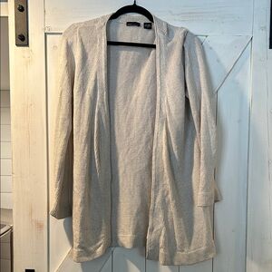 Moda International Open-Front Light Cream Knit Cardigan Linen Cotton Medium
